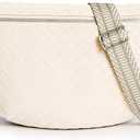 KALIDI Woven Crossbody Bags for Women Travel Vegan Leather Fanny Packs for Woman Cross Body Purse Fashion Belt Bum Bag with Wide Strap