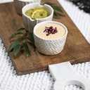 Mud Pie Stoneware Ramekin Set, Cream, ramekin 2" x 3" dia | spoon 4 1/2"