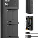 K&F Concept NP-F550 Battery 2-Pack and Dual LCD Battery Charger Compatible with Sony NP-F570, F550, F750, F770, F930, F950, F960, F970 Batteries, LED Lights, Monitors, and Camera Sliders
