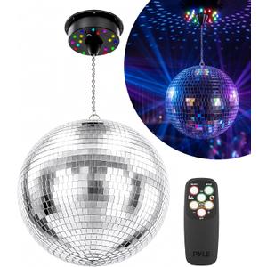 12 Inch Motorized Disco Ball with Remote and RGBW Lights