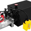 Hydraulic Pump 15 Quart Double Acting Dump Trailer Hydraulic Pump DC 12V, Hydraulic Power Unit Metal Reservoir Horizontal Mount for Dump Truck Car Lifting Remotely Controlled