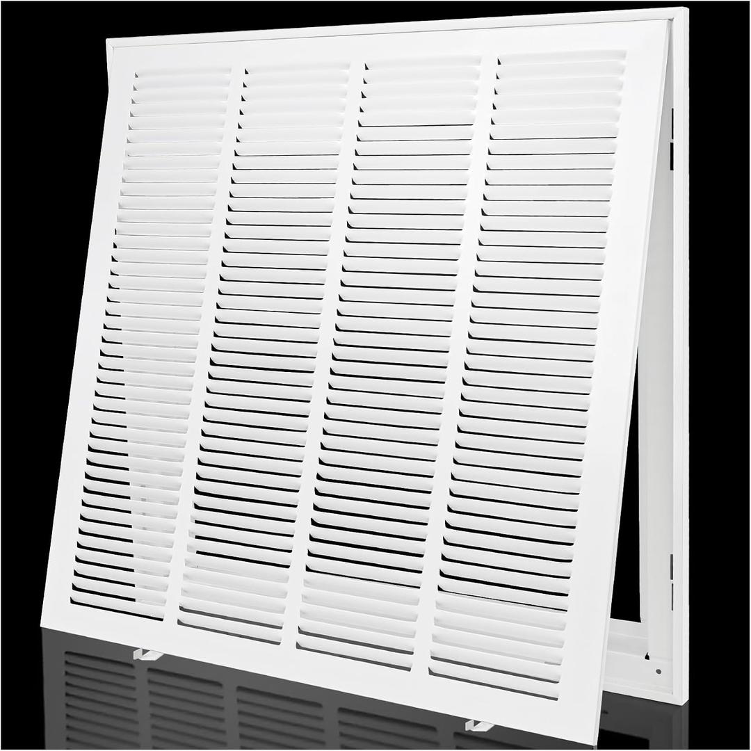 Return Air Filter Grille 20x20,Air Return Vent Cover Grill for 20"W x 20"H Duct Opening,Steel HVAC Vent Covers for Wall and Ceiling,Holds 1" Thick AC Filter, For 20''w20''h-duct Opening