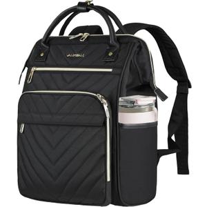 VANKEAN 17 Inch Laptop Backpack for Women Fashion Computer Work Bag, Large Capacity Waterproof Backpack, College Daypack Business Travel, Black