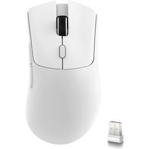 ATTACK SHARK R1 Wireless Gaming Mouse,Tri-Mode Connection (2.4G/Wired/BT5.2),55g Lightweight,18K DPI Optical Sensor,HUYU 20 Million Key Life,Ergonomic Design,for PC/Laptop/Win/Mac(White)