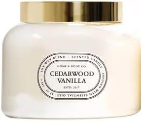 Home&Body Company Scented Candles 12 OZ Fragranced Candle, Soy Blend Wax, Infused with Essential Oils, Home Fragrances, Aromatherapy Home Scented Candles Gift, Scent: Cedarwood Vanilla