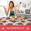 Covers For The Home Deluxe Elastic Edged Flannel Backed Vinyl Fitted Table Cover - Christmas Flower Pattern - Small Round - Fits Tables up to 40" - 44" Diameter