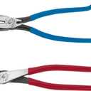 Klein Tools 94508 Pliers Set, Made in USA, Ironworker's Diagonal Cutting Pliers and Heavy Duty Side Cutters, Tie Wire Cutter for Rebar Work, 2-Piece Kit