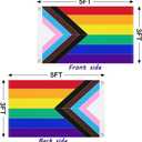 3Pack 5ft Progress Pride Rainbow Flag All Inclusive Progressive Flags LGBTQ Gay Lesbian Bisexual Transgender UV Fading Resistant Banners with 2 Grommets