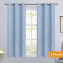 BGment Room Darkening Curtains 54 Inches Long, Grommet Thermal Insulated Blackout Curtains with Wave Line and Dots Printed for Bedroom, 2 Panels, Each 42 x 54 Inch, Light Blue