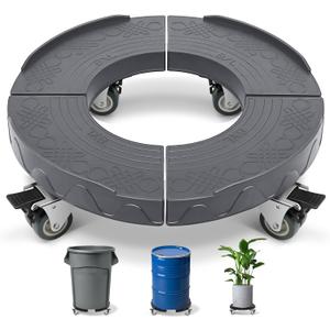 Nefish Trash Can Dolly Wheels, 15-19 Inch Adjustable Round Furniture Dolly with 4 Wheels, Heavy Duty Drum Dollies 440lbs Keg Dolly, Multi Functional Rolling Dolly Cart (2IN1pack, Gray)