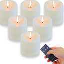 TECHLONG 3"x3" Flickering Flameless Candles Waterproof, Battery Operated Candles with Remote Timer, Last 600 Hours Electric Fake LED Candles for Halloween Christmas Decoration, Ivory White, Set of 6