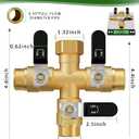 Garden Hose Splitter, 3 Way Heavy Duty Brass hose splitter, Water Hose Bib Spigot Splitter with 0.59" Full Flow Ball Valve Outlet & Shut-Off Valve 3/4'' Connector Outdoor Water Faucet Adapter