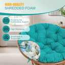 Papasan Chair Cushion Outdoor, Round Papasan Cushion Indoor with Ties, Waterproof Circle Seat Pad for Porch Patio Garden, 45 in Blue, Cushion Only