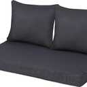 Outdoor Loveseat Cushion Set 44'' x 24'', Outdoor Cushions for Patio Furniture with Fastness Cover, Water Repellent Outdoor Seat Cushion and Couch Back Cushions for Bench, and Swing (Black Grey )