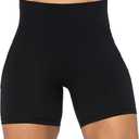 Sunzel No Front Seam Biker Shorts for Women with Pockets, Yoga Workout Gym Bike Shorts with Tummy Control (Black, Medium)
