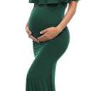 Glampunch Womens Off Shoulder Maternity Dress Ruffles Elegant Slim Gowns Fit Maxi Photography Dress (X-Large, Hunter Green)