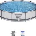Bestway Steel Pro MAX Above Ground Swimming Pool (12' x 30") | Round Outdoor Backyard Family Pool with Tritech Puncture-Resistant Liner | Easy Setup | Includes Filter Pump for Clean, Clear Water