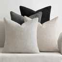 MIULEE Pack of 4 Couch Throw Pillow Covers 20x20 Inch Neutral Cream/Grey Soft Decorative Chenille Pillow Covers Farmhouse Accent Cushion Covers for Boho Home Decor Sofa Bedroom Living Room
