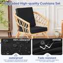 Outdoor Chair Cushions Set of 4 for Outdoor Patio Furniture, Waterproof Patio Seat Cushions with Handle & Ties, 3 Year Color Fastness Square Garden Sofa Couch Pads, 19" x 19" x 3", Black
