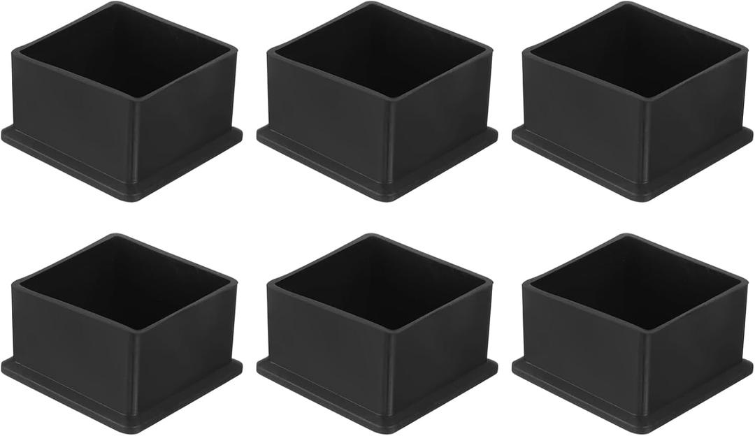 uxcell 6Pcs PVC Square Chair Leg Caps, 47mm x 47mm OD Black Furniture Feet Pads Table Foot Cover Caps Floor Protectors for Patio Table Cabinet Bed Furniture