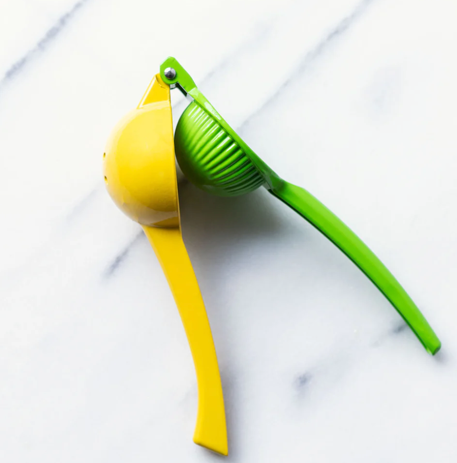 Lime Squeezer with Grip Handle in Vibrant Green by Home Basics | Quick and Easy Citrus Juice Extraction with Built-In Strainer for No-Mess Operation