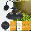 1 Pack Solar Barn Lights for Outside, Dusk to Dawn Farmhouse Gooseneck Barn Light, 12" Large Black Porch Light Fixture Wall Mount, Waterproof Outside Wall Lights Solar Powered for Porch Garage Patio