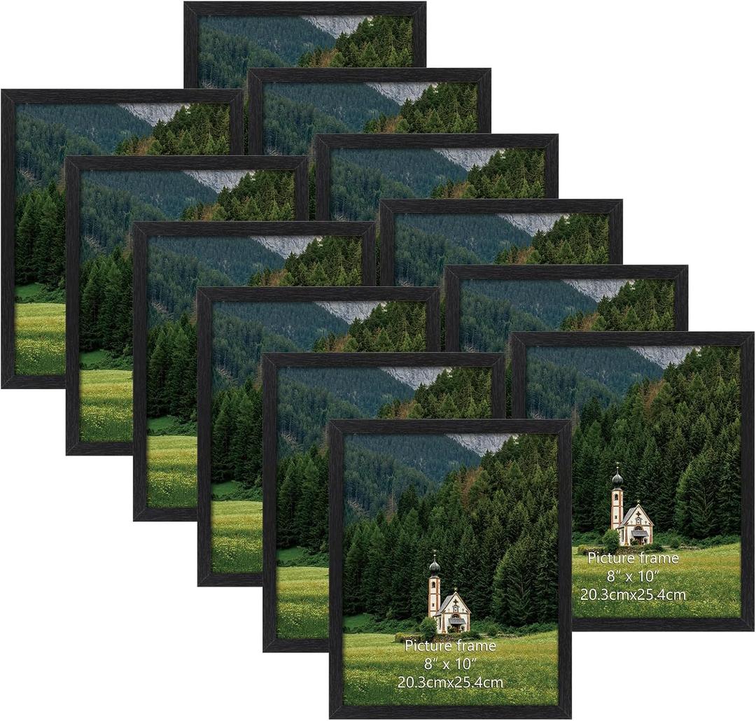 HORLIMER 8x10 Picture Frame Set of 12, Black Picture Frames Display 8 by 10 Photo for Wall or Tabletop