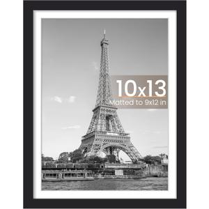 upsimples 10x13 Picture Frames, Display Pictures 9x12 with Mat or 10x13 Without, Wall Hanging Photo Frame, Black, 1 Pack