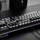 Hexgears GK735 Wired Full Size Mechanical Keyboard, Aluminum Housing Built for Gamers w/Kailh Box White Switch, White Backlit + Surrounded by RGB Light Strip, 104 Keys Gaming Keyboard for PC/Mac
