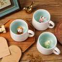 2 x Cute Penguin Ceramic Coffee Mug Hidden 3D Animal In Cup Ideal Creative Holiday Gifts Christmas and Birthday Gifts for Animal Lovers Family Kids Friends Colleagues 12OZ (Black and Red)