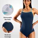 G Gradual Women's One Piece Athletic Training Swimsuit | Quick Dry, UPF 50+, Removable Padded, Adjustable Straps, Full Lining, Bathing Suit for Competitive, Lap Swimming, Surfing (Blue) XL 