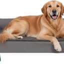 FurHaven Orthopedic Dog Bed for X-Large Dogs, L-Shaped Chaise Mattress with Egg Crate Orthopedic Memory Foam for Joint Support, Removable Washable Cover, Jumbo/XL, Plush & Velvet, Platinum Gray