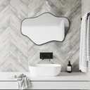 Irregular Wall Mirror, 21"x14" Asymmetrical Mirrors, Modern Frameless Mirror for Wall, Unique Shaped Mirrors for Living Room Bathroom Bedroom Hallway Entryway Fireplace