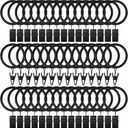 44 Pack Curtain Rings with Clips, Black Curtain Hooks Hangers 1" Interior Diameter, Metal Drapery Rings for Hanging Drapes Bows Tension Rod, Fits up to 5/8 in Curtain Rod