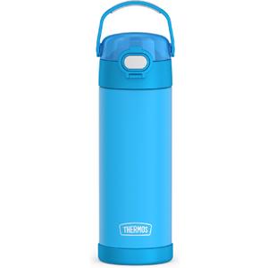THERMOS FUNTAINER 16 Ounce Stainless Steel Vacuum Insulated Bottle with Wide Spout Lid, Electric Blue