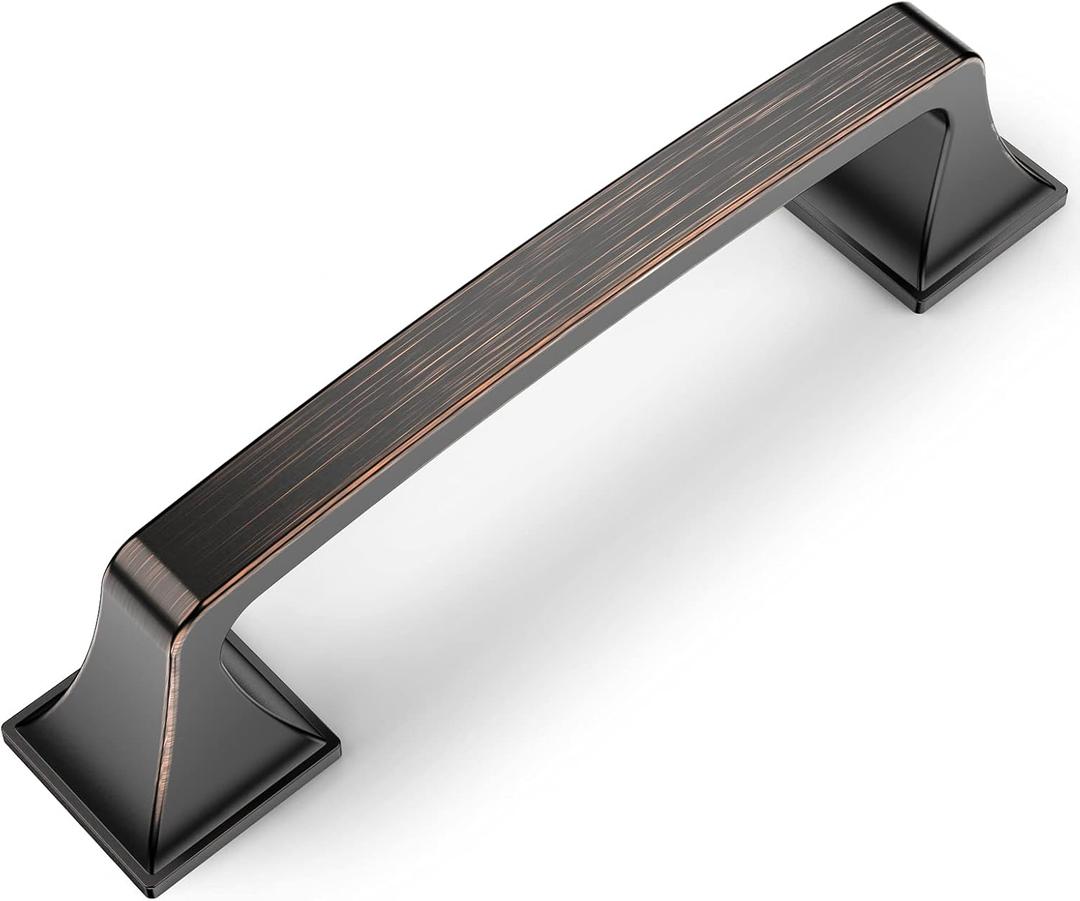 Amerdeco 10 Pack Oil Rubbed Bronze 3-3/4 Inch(96mm) Hole Centers Kitchen Cabinet Pulls Hardware Kitchen Handles for Cabinets Cupboard Handles Drawer Pulls