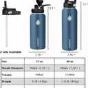Insulated Water Bottle 32 oz with Straw, Stainless Steel Wide Mouth Water Bottle, Double Wall Vacuum Leak Proof with Straw Lid & Spout Lid for Sports or Office, Keep Cold or Hot Up to 24 Hrs