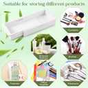 LemonRoad 2 Pcs Sliding Drawer Organizer Bin Bamboo Drawer Expandable Bins Utensil Organizer for Kitchen Spoons Forks Knives (White)