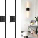 VOLISUN Battery Operated Wall Sconce Set of Two, Black Rechargeable Wall Lights with Remote Control, 3000K-6500K Dimmable Wall Lamp, 27.6 Inch LED Wireless Wall Lights for Bedroom, Living Room,Hallway