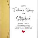 4 x Qiliji Father's Day Card for Stepdad, Step Fathers Day Card from Stepdaughter Stepson, Bonus Dad Father's Day Gifts, Stepdad Is Loved And Appreciated More Than He Knows