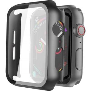 Misxi 2 Pack Hard PC Case with Tempered Glass Screen Protector Compatible with Apple Watch SE 3 (2025) SE 2 SE Series 6 Series 5 Series 4 40mm, Black