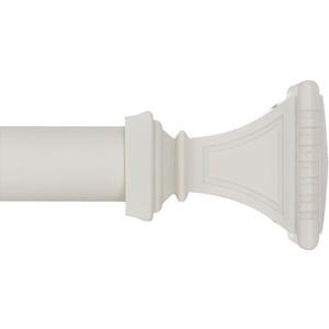 Ivilon Decorative Window Curtain Rod - Carved Square Finials, 1 1/8 in Rod, 28 to 48 in. White/Ivory
