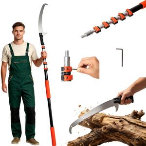 AgiiMan 30FT Reach Pole Saws for Tree Trimming, Pole Saws with 5-24FT Telescoping Extension Pole Pruning Pole Saw with 24" Blade Manual Pole Saw for Tree Pruning Forestry Yard Garden, and Patio