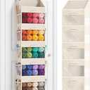 Ofiray-home Hanging Yarn Storage Organizer with 5 Drawers, Over the Door Large Capacity Knitting Organizer Storage&10 Mesh Side Pockets, Hanging Yarn Holder for Knitting Needles, Crochet Hooks- Beige
