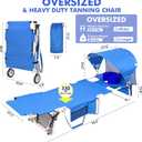 Wheel-To-Go Oversized Tanning Chair with Face Hole & Wheels | Portable Heavy Duty Folding Lounge Chair | Outside Sunbathing Reading Relaxing Beach Poolside Lawn | XL Wide | 330 LBS  Royal Blue, Oversized + Sun Canopy