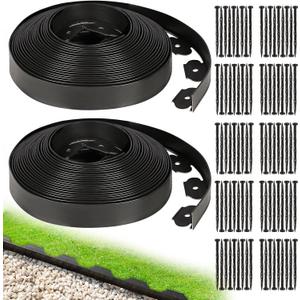 1.5 Inch x 100FT Garden Edging Border, Plastic Edging for Landscaping with 120pcs Spikes