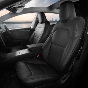 Customized for Tesla Model 3 Seat Cover 2024 2025 2026, 5 Seater Seat Cover Full Set Nappa Faux Leather Replacement Accessories Black