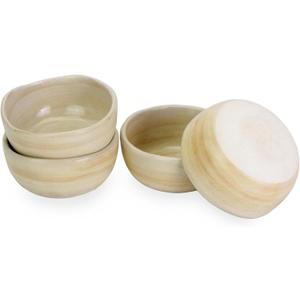 roro 3.5-Inch Ceramic Dipping Bowls, Set of 4 - Handcrafted Brown Clay Style, Semi-Matte Exterior, Glossy Interior - Microwave, Oven, and Dishwasher Safe