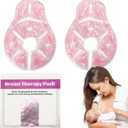 2 x Breast Therapy Ice Packs, Hot and Cold Breast Pads, Breastfeeding Essentials Large Gel Bead Packs for Moms, 2 Pack (Pink, L)