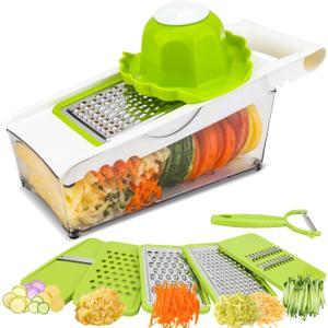 Graters For Kitchen, Cheese Grater with Container, Mandoline Slicer For Kitchen, Vegetable Grater, Carrot Shredder, Julienne Slicer and Peeler, Potato Slicer